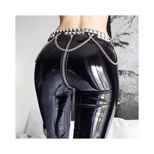 Faux Leather Pants Women Elastic Zipper Leather Pants Trousers 2020