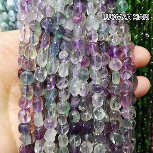 Wholesale Irregular Gravel Shape 5 -7 mm Natural Fluorite Stone Beads For Jewelry Making DIY Bracelet Necklace Strand 15