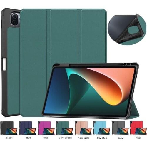 With Pencil Holder Case for Xiaomi MiPad5 Mi Pad 5 Pro / Pad5 11 Tablet Shell Stand Cover Soft TPU Back Smart Magnet Stand Case