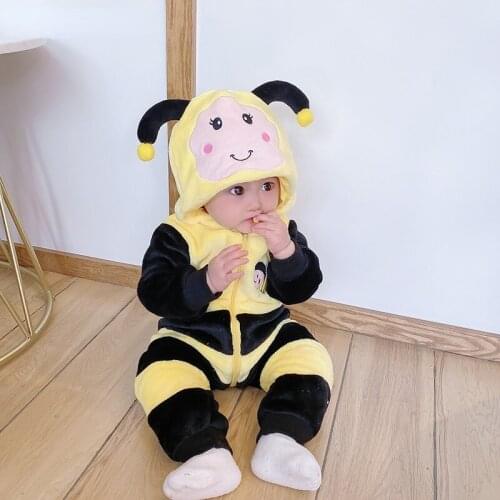 Newborn Baby Costume Romper Onesie Winter Infant Baby Clothes ropa bebe Soft Girl Boys Rompers Cute Bee Flannel Toddler Outfit