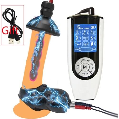Electro Shock Penis Plug Urethra Dilator Penis Stimulator Male Masturbator Bdsm Bondage Cock Scrotum Sleeve ChastityCage Sex Toy