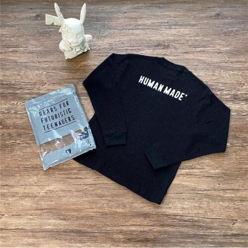 Human made waffle embroidery love stick embroidered two colors into long sleeve T-shirt