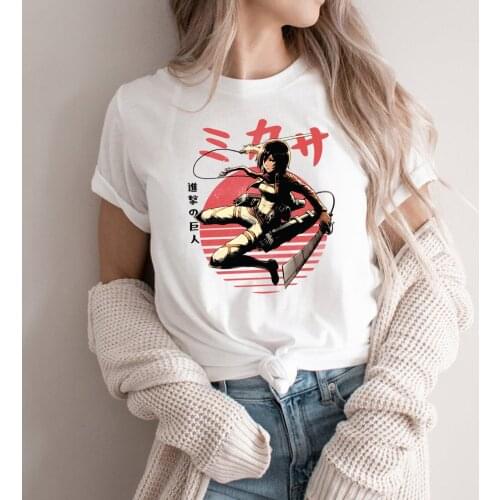 Unisex Mikasa Ackerman Attack on Titan T-shirt Shingeki No Kyojin Shirt Japanese Anime AOT Graphic Tees Cartoon Harajuku Tshirt