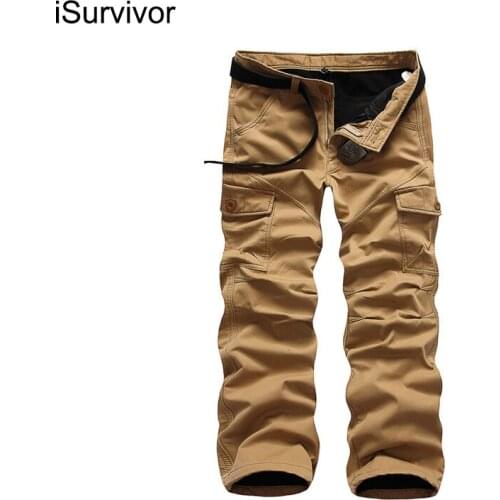 ISurvivor 2021 mens plus velvet thick camouflage overalls outdoor trousers leisure sports