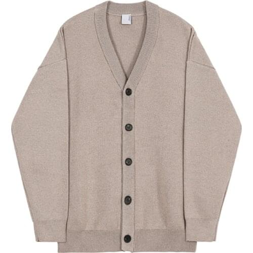 Handsome Mens Knitwear Spring Autumn Korean Single Breasted V Collar Kintted Cardigan Sweater Mens Outerwear Trendy