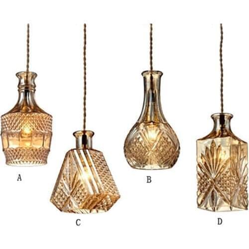 Adjustable Retro Cable Decanter Glass Bottle Pendant Light Fixtures for dinning room decanter lamps