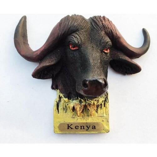 African Kenya Creative Bull Head 3D Fridge Magnets Tourism Souvenirs Refrigerator Magnetic Stickers Gift