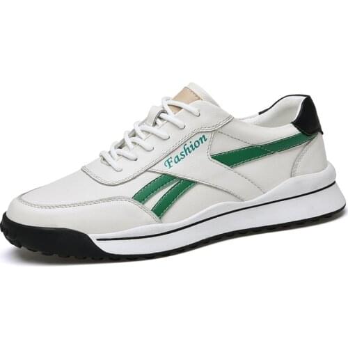 Genuine Leather Fashion 2021 New Men Casual Shoes Comfortable Walking Shoes Luxury Brand Lace-up High Quality Men Flat Sneakers