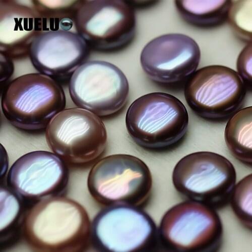 XUELUO High Quality Natural Edison Round Coin Charming Purple Color Freshwater Loose Pearl Beads for DIY