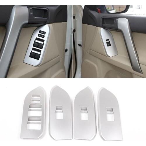 4pcs Silver ABS Car Window Switch Cover Panel Trim for Toyota Land Cruiser Prado FJ150 150 2010-2018 LHD Vehicles Accessories