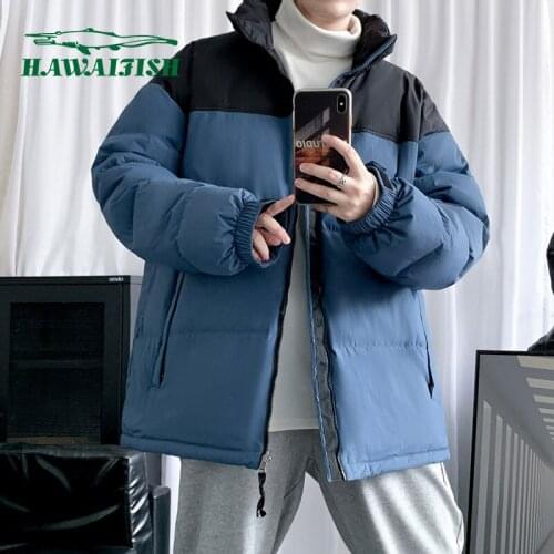 Hawaifish Mens parka Autumn and winter Hong Kong style ins trand coat trendy brand handsome top loose casual cotton clothes