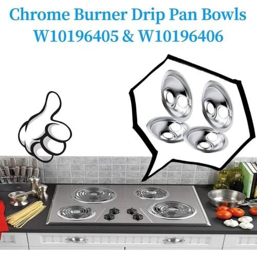Range Drip Pans 6 inch W10196406 and 8 inch W10196405 Set Compatible for Whirlpool W10278125 W10196405 W10196406