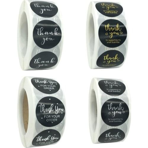 500PCS Hot Stamping Silver Gold Thank You Stickers Diary Scrapbooking Sealing Stickers Festival Birthday Decoration Labels