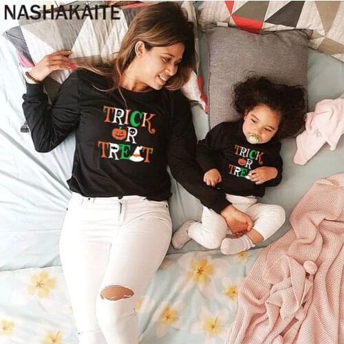 NASHAKAITE Halloween Mother Kids Family matching Clothes Winter Matching Pumpkin Sweatshirt Mommy And me Clothes Father Kids