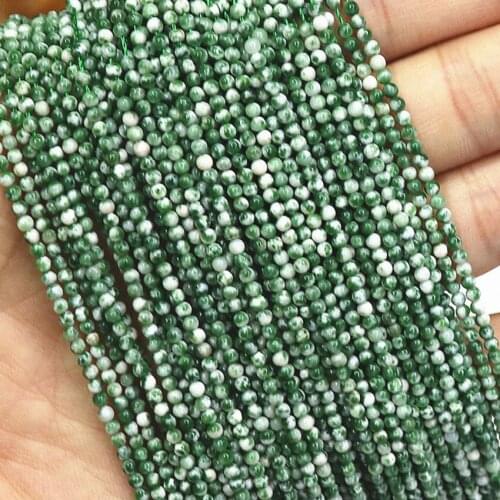 Natural green point stone 2mm 3mm round beads fashion jewelry making high quality loose spacers accessories beads 15inch B389