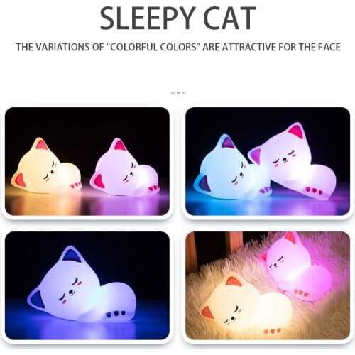 Night Light Night Light Cute Discoloration Silicone Night Light Portable Cat Night Light Silica Gel
