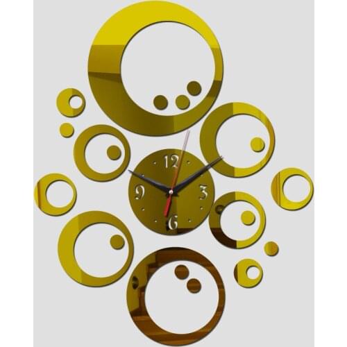 2019 new mirror wall clock watch clocks Living Room Geometric quartz needle 3d fashionable household adornment