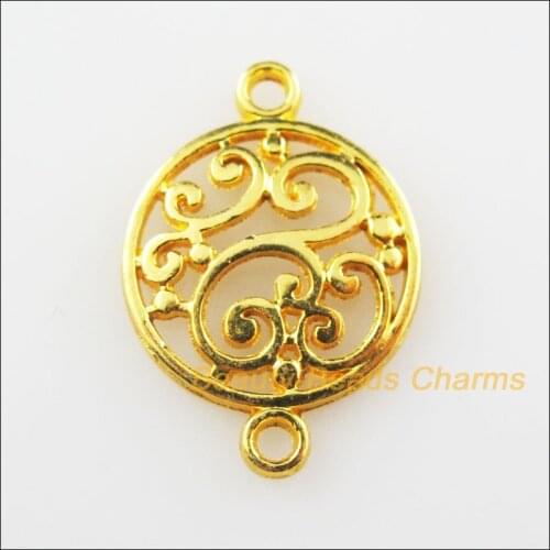 New 45Pcs Gold Color Flower Clouds Round Circle Charms Connectors 14x20.5mm