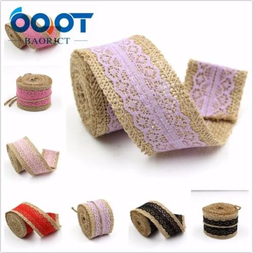 OOOT BAORJCT 181251 38 mm 2Meters linen yarn transparent lace ribbon Wedding Party Decoration Webbing DIY Crafts Gift Packing