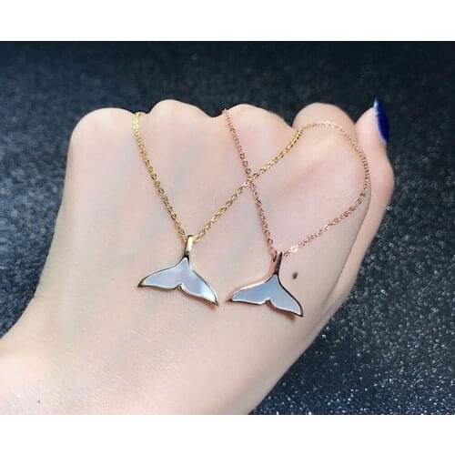 YUN RUO Rose Gold Silver Color Natural Shell Mermaid Tail Pendant Necklace Titanium Steel Jewelry Woman Never Fade Free Shipping