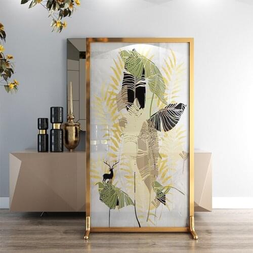 European style simple light luxury abstract plant metal art partition living room porch bedroom dining room stylish mobile scree