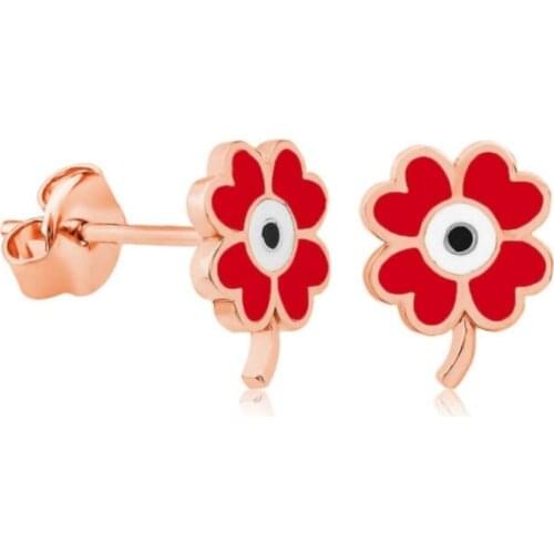 Silver Phosphorescent Red Clover Earrings