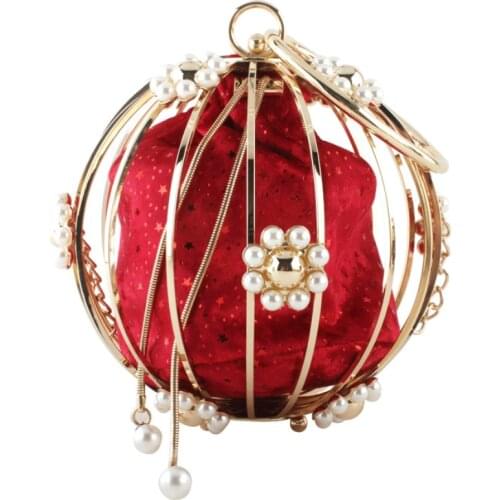 Lady Pearl Beaded Evening Bags Party Clutches Bag Women Diamond Wedding Party Crystal Clutch Purse Bridal Handbags Chain Handbag