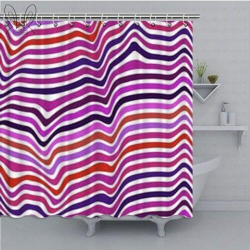 Colorful Wave Bathroom Curtain Violet Light And Line Waterproof Shower Curtain Polyester Bath Decor Curtain Bathroom Shower Sets