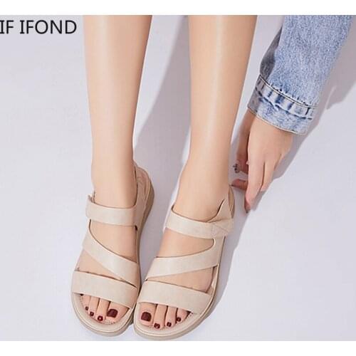 IF IFOND Womens Sandals Hook Loop Summer Sandales Beach Casual Shoes For Woman 2021 Ladies Flat Shoes Comfort Female Footwear