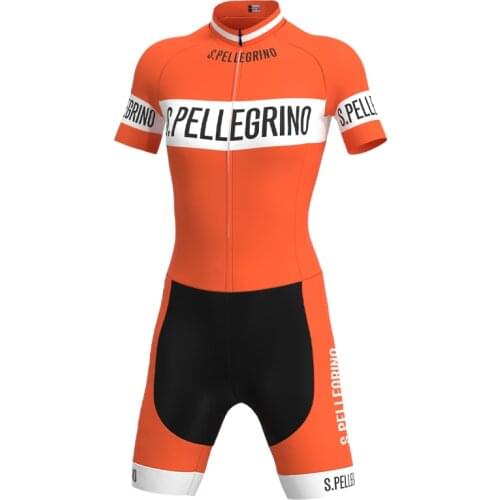 1976 Competition S.PELLEGRINO Team Retro Woman Cycling Jumpsuit Triathlon Short sleeve Skinsuit suit maillot ciclismo hombre