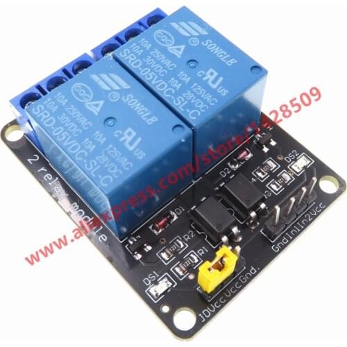 1pc 5V Relay Extension Black Board 2 Way Optocoupler Protection Relay Module SCM Development Board Accessories