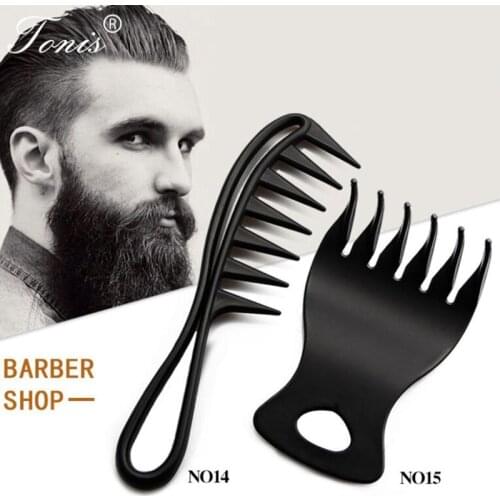 2Pcs Retro Wide Oil Head Tooth Comb Beard Template Large Tooth Detangling Curly Hair Comb Men Hairdressing Wide Teeth Comb Set