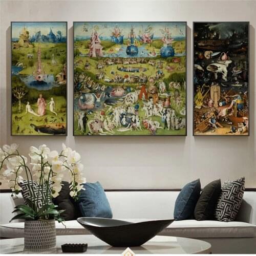 3 Panels The Garden of Earthly Paintings By Hieronymus Bosch Reproductions Modular Picture Canvas Wall Art for Living Room Decor