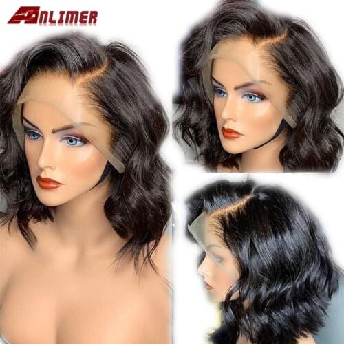 5x5'' PU Silk Base Short Body Wave Bob Wig Brazilian Bob Wig Lace Front Human Hair Wigs 100% Remy Hair 13x4 Short Wave Bob Wigs