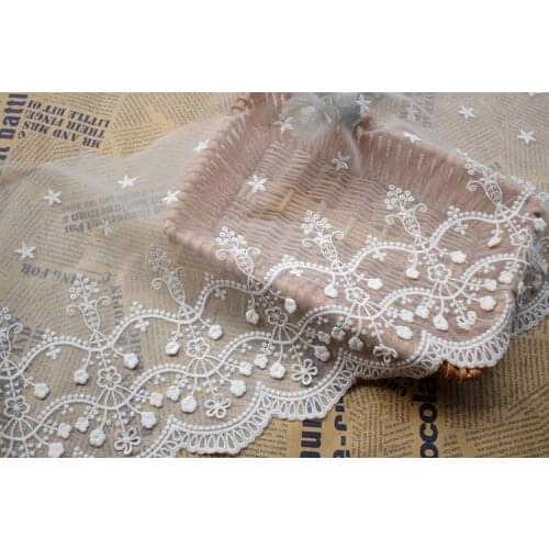 30cm Width DIY Garment Accessories Soft Net Lace Trim Exquisite Cotton Embroidery lace Ribbon Sewing Lace Wedding Decor Craft
