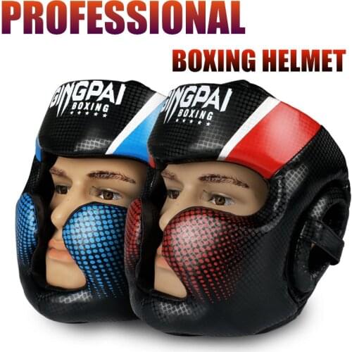 GINGPAI Boxing Head Guard Closed Boxing Sanda Helmet MMA Muay Thai Taekwondo Helmet Karate Head Guard Thickening Protection