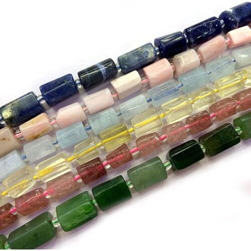 6x8mm Natural Sodalite Canada Jades Opal Lemon Cherry Quartz Beads 38cm Column Barrel DIY Loose Beads For Jewelry Making Gift