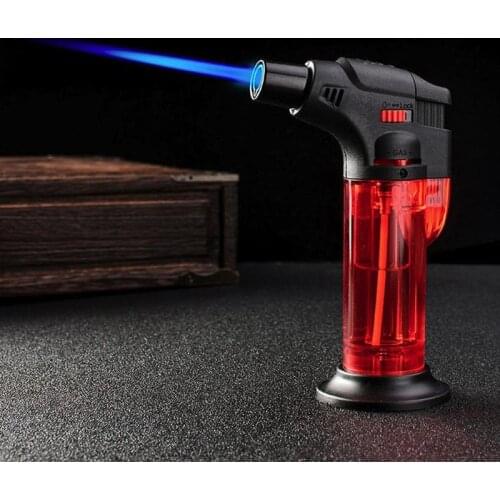 Cigar Butane Lighter Large Firepower Windproof Gas Lighter Household Cooking Outdoor Picnic BBQ Adjustable Flame Size 1300 C