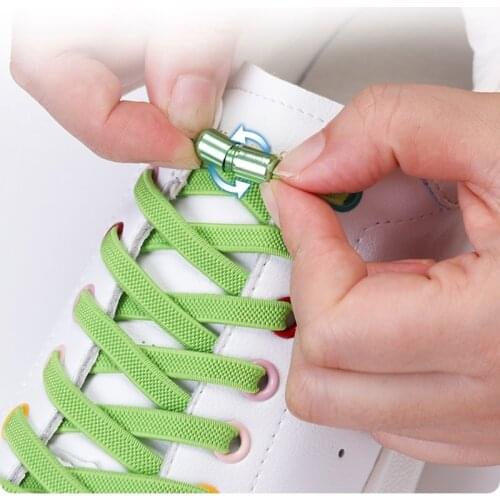 Black White Elastic Shoelaces Round Color Capsule Lock Lazy Laces Sports Walking Easy to Put on and Take Off No Tie Shoelace