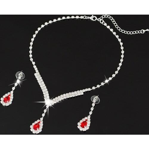 YFJEWE Fashion New Leaf Jewelry Sets Water Drop Earrings Necklace sets Austria Crystal Jewelry For women 3 Color Wholesale N163