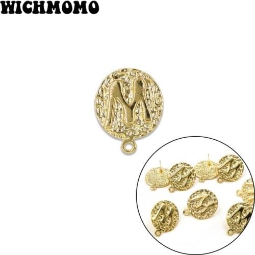 2020 New 20mm 6pieces High Quality Zinc Alloy Round Letters M Earring Base Connectors for DIY Earring making Jewelry Accessories