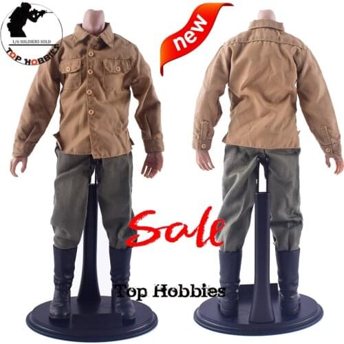 1/6 Scale Male Clothes Yellow Shirt General combat pants German officer Boots Fit 12 Inch B005 Muscle Body Action Figure TTM19