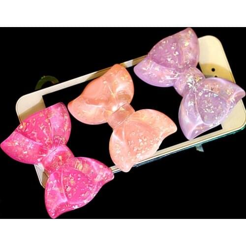 Min.$15 (Mixed Order) 5pcs/lot 4cm*5.5cm Cell Phone Case DIY Resin Cute Big Bowknot Jelly Bow Decoration
