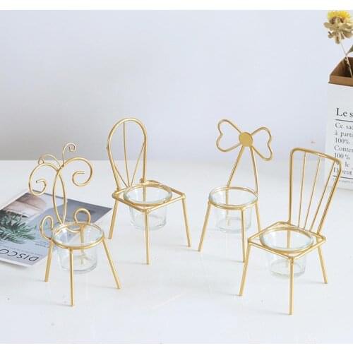 Mini Metal Iron Chair Candlestick Potted Ornament Desktop Decoration Candle Holder Candle Stand Decoration Ornament Crafts 2021