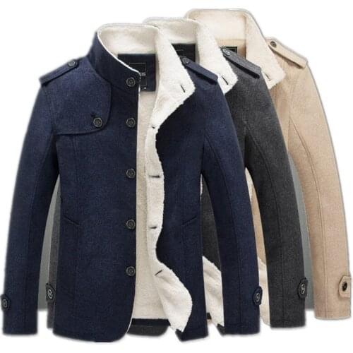 Fashion Brand Clothing Fleece Lined Thick Warm Woolen Overcoat New Hot Winter Men Coat Male Wool Blend Mens Coat