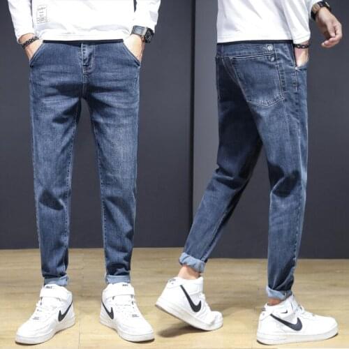 Slim Fit Jeans Men Blue 2021 Autumn Elasticity Denim Trousers Casual Streetwear Fashion Desinger Brand Jeans Mens Clothing