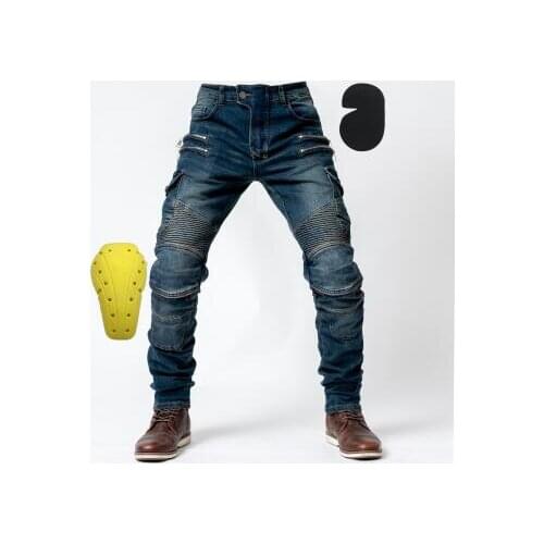 NEW Motorcycle riding pants mens jeans anti-fall pants off-road leisure motorcycle trousers with protective gear four-piece
