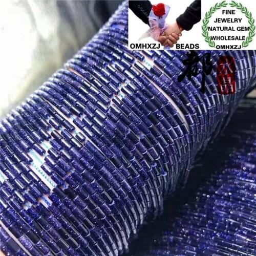 OMHXZJ Wholesale ZB306 2x4mm DIY Bracelet Necklace Jewelry Accessories Components Natural Stone Fine Blue Sandstone Bucket Beads