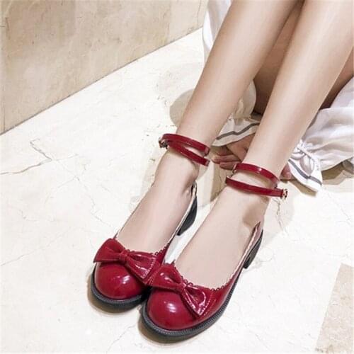 PXELENA 2020 Spring Lolita Mary Janes Shoes Girls Uniform College Student Cosplay Chunky Med Heels Pumps Sweet Plus Size 34-41