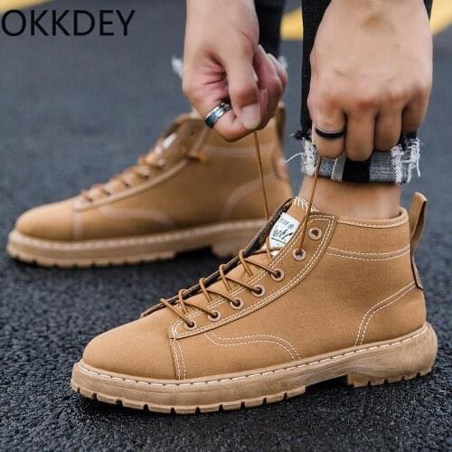 Okkdey 2020 Autumn and winter mens shoes British high-top Martin boots casual shoes young students mens shoes high tide shoes